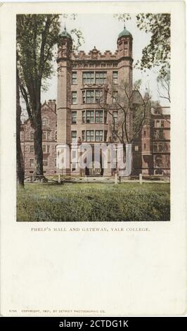 Phelps Hall and Gateway, Yale Coll., New Haven, Conn., Still Image, Cartoline, 1898 - 1931 Foto Stock