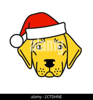 Carino labrador Retriever nel cappello di babbo natale Illustrazione Vettoriale