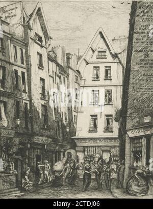 La rue Pirouette aux Halles, Parigi., immagine, stampe, 1860, Méryon, Charles (1821-1868), Laurence, Louis Marie (1811-1886 Foto Stock