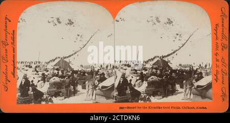 Bound per i campi d'oro Klondike, Chilkoot Pass, Alaska., fermo immagine, Stereographs, 1898 - 1900 Foto Stock