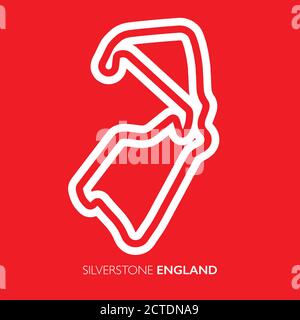 Circuito di Silverstone, Inghilterra. Mappa vettoriale pista Motorsport Illustrazione Vettoriale