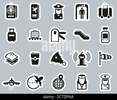 Icone AirPort Bianco e nero Sticker Set grande Illustrazione Vettoriale