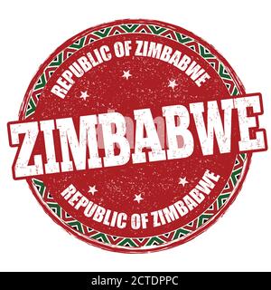 Stampigliatura in gomma Zimbabwe su sfondo bianco, illustrazione vettoriale Illustrazione Vettoriale