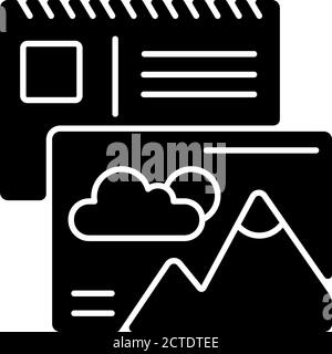 Cartoline icona glifo nero Illustrazione Vettoriale