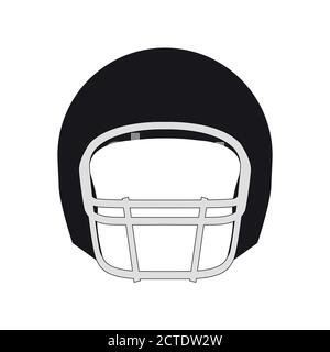 Casco nero americano per giocatore di calcio, semplice disegno vettoriale piatto Illustrazione Vettoriale