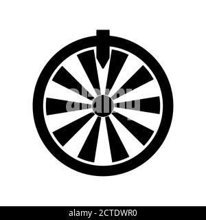 Fortune wheel, illustrazione vettoriale piatta nera, simbolo per fortuna, fortuna e gioco online Illustrazione Vettoriale