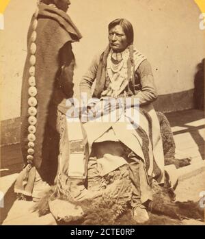 Ute Braves, della band Kah-poh-teh, nord del New Mexico, in 'full dress., indagini geografiche ad ovest del 100esimo Meridian (USA), o'Sullivan, Timothy H. (1840-1882), 1874, Stati Uniti Foto Stock