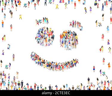 Persone emotji segno, felice gruppo di persone, vita forum. Illustrazione vettoriale Illustrazione Vettoriale