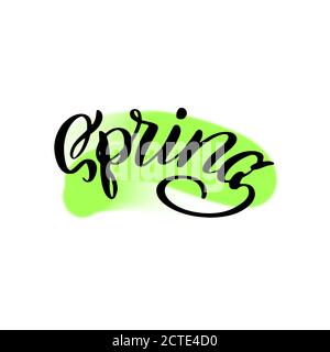 Scritta a molla scritta a pennello. Calligrafia primaverile. Illustrazione Vettoriale