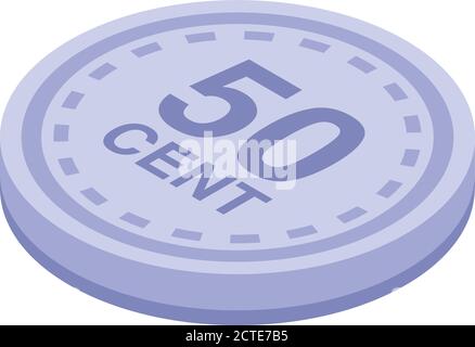icona del token da 50 cent, stile isometrico Illustrazione Vettoriale