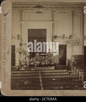 Il Pulpit rostrum, visto il 30 agosto 1881, nella prima Chiesa Battista di Perry, durante l'ordinazione del Rev Terry., Crocker, M. N. (1827-1927), 1858?-1891, New York (state Foto Stock