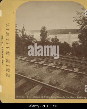Niagara, primo scorcio di cascate, dalla Ferrovia Meridionale del Canada, Purviance, W. T. (William T.), New York (state), Niagara Falls (N.Y. e Ont.), Niagara Falls Foto Stock