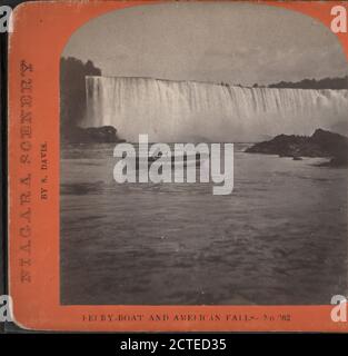 Traghetto e American Falls., Davis, S. (Saul) (fl. 1860-1879), 1865, New York (state), Niagara Falls (N.Y. e ONT Foto Stock