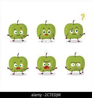 Cartoon carattere di mela verde con che espressione Illustrazione Vettoriale