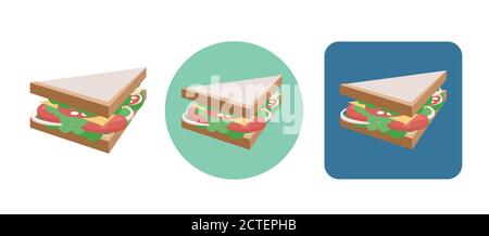 Set di icone a sandwich piatte in stile isometrico. Elemento vettoriale per loghi, banner e il tuo design Illustrazione Vettoriale