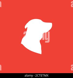 Icona cane su sfondo rosso. Illustrazione di Red Flat Style Vector. Illustrazione Vettoriale