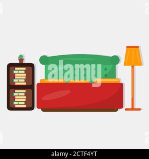 vista frontale del letto immagine vettoriale isolata in stile piatto Illustrazione Vettoriale