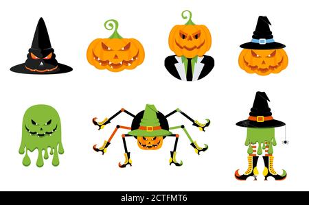 Set di personaggi per la festa di Halloween. Illustrazione Vettoriale