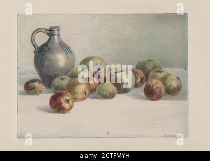 Les pommes (bleu, rouge et jaune), still image, Prints, 1895, Guérard, Henri-Charles, 1846-1897 Foto Stock