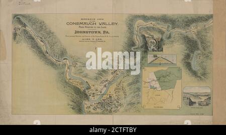 Vista dall'alto della Valle di Conemaugh da Ninive al lago, Johnstown, Pa. , cartografica, Maps, 1889, Lee, Alex. Y., Pennsylvania Railroad Foto Stock
