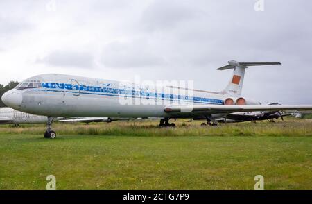 18 luglio 2018, regione di Mosca, Russia. Aereo sovietico a lungo raggio Ilyushin il-62 presso il Museo Centrale dell'Aeronautica Russa di Monino. Foto Stock