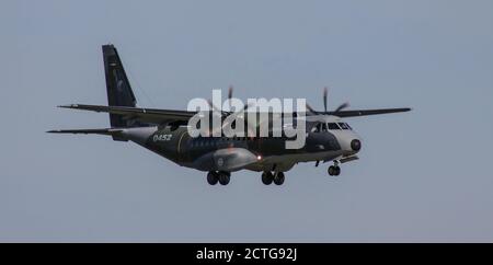 EADS CASA C-295, velivolo da trasporto militare tattico, in servizio dell'aeronautica ceca è visto durante il volo di esposizione all'interno dei giorni 2019 della NATO, in Ostrava, Foto Stock