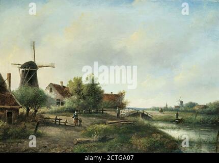 Spohler Jan Jacob - un Pastore e il suo gregge dentro A Summer Landscape - Scuola Olandese - 19 ° secolo Foto Stock