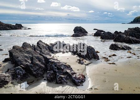 Caerfai Bay dal sentiero costiero di Pembroke Foto Stock