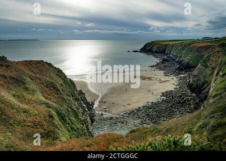 Caerfai Bay dal sentiero costiero di Pembroke Foto Stock