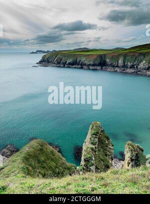 Caerfai Bay dal sentiero costiero di Pembroke Foto Stock