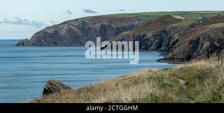 Ceibwr Bay dal sentiero costiero di Pembroke Foto Stock