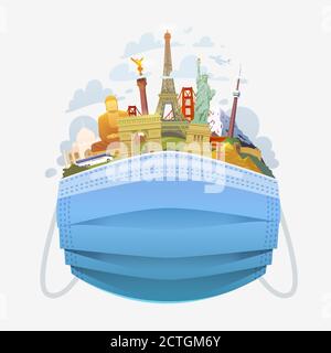 Covid-19 e l'industria dei viaggi. Illustrazione Vettoriale