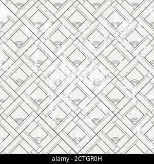 pattern geometrico astratto di sfondo, con quadrati, linee, tratti e schizzi Illustrazione Vettoriale
