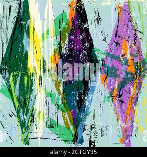 composizione astratta dello sfondo, con rombo, tratti, schizzi e linee geometriche Illustrazione Vettoriale