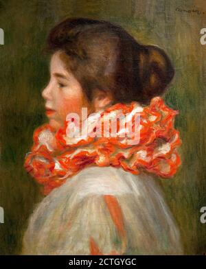 Auguste Renoir 1841-1919. Ragazza con ruff rosso. Circa. 1896. dipinto ad olio su tela cm 41,3 x 33,3. Foto Stock