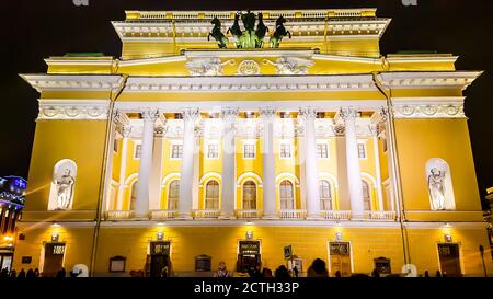 L'Alexandrinsky Theatre o il Teatro drammatico dell'Accademia Russa Pushkin. San Pietroburgo Foto Stock