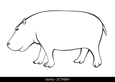 Hippo nero bianco vettore di illustrazione isolato Illustrazione Vettoriale