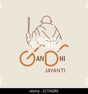 Gandhi Jayanti è un evento celebrato in India per celebrare l'anniversario della nascita di Mahatma Gandhi. Si celebra annualmente il 2 ottobre, ed è uno Illustrazione Vettoriale