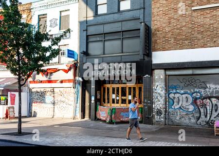 La sala da ballo elettrica, un luogo iconico di musica a Camden Town, riaperta parzialmente dopo l'allentamento delle restrizioni di blocco, Londra, Regno Unito Foto Stock