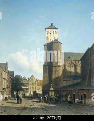 Weissenbruch Jan - gezicht Op De Kerk Van St Denis Te Luik - Scuola Olandese - XIX secolo Foto Stock