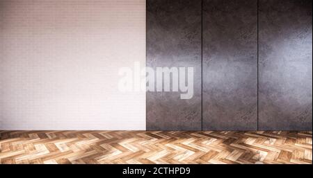 Lo stile interno Loft con pareti in cemento su legno Rendering floor.3D Foto Stock