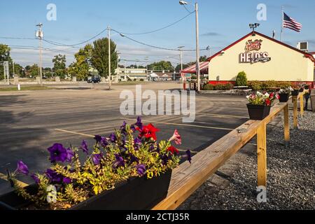 Liverpool, New York, Stati Uniti. 23 settembre 2020. Vista del simbolo di Siracusa Heid's Hodogs di Liverpool nel piccolo villaggio di Liverpool, New york bef Foto Stock