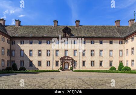 Cortile del castello di Corvey a Höxter, Germania Foto Stock
