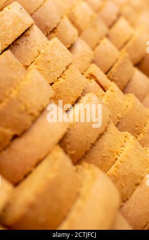 Primo piano dei toast con la messa a fuoco selettiva . Foto Stock