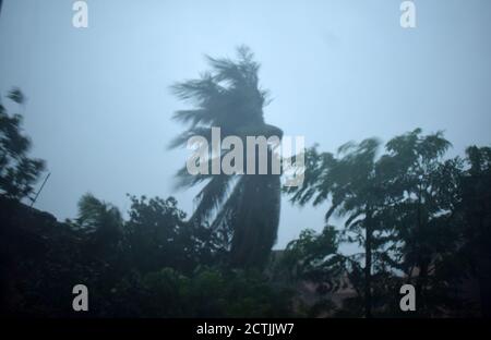 AMPHAN il super ciclone. Tempesta ciclonica con velocità del vento 130 km/h raffica al Bengala Occidentale, India. Foto Stock