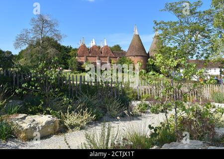 Kent Oast casa progettato per l'essiccazione luppolo come parte di Il processo di estrazione si trova nelle aree di coltivazione del luppolo ed è un esempio di architettura vernacolare Foto Stock