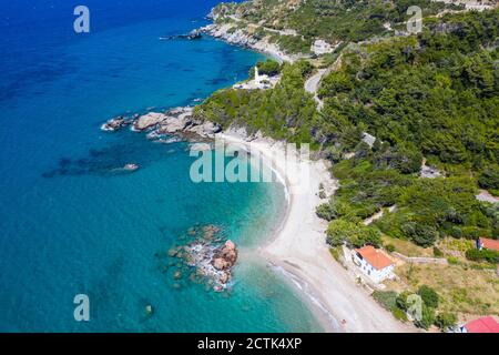 Vista aerea di Potami Beach in estate Foto Stock