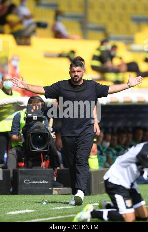 Ivan Gennaro Gattuso Coach (Napoli) durante la partita italiana " Serie A' tra Parma 0-2 Napoli allo stadio Ennio Tardini il 20 settembre 2020 a Parma. Foto di Maurizio Borsari/AFLO Foto Stock