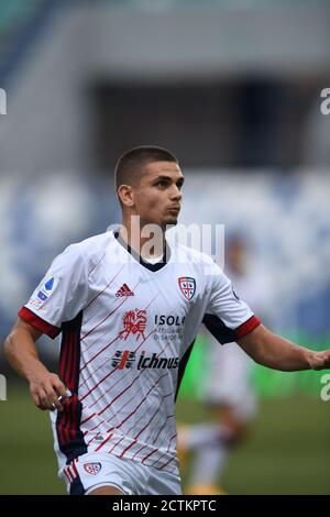 Razvan Gabriel Marin (Cagliari) durante la partita italiana " Serie A' tra Sassuolo 1-1 Cagliari allo stadio Mapei il 20 settembre 2020 a Reggio Emilia. Foto di Maurizio Borsari/AFLO Foto Stock