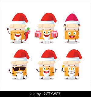 Emoticon Babbo Natale con cartoni animati in vaso di miele bianco Illustrazione Vettoriale